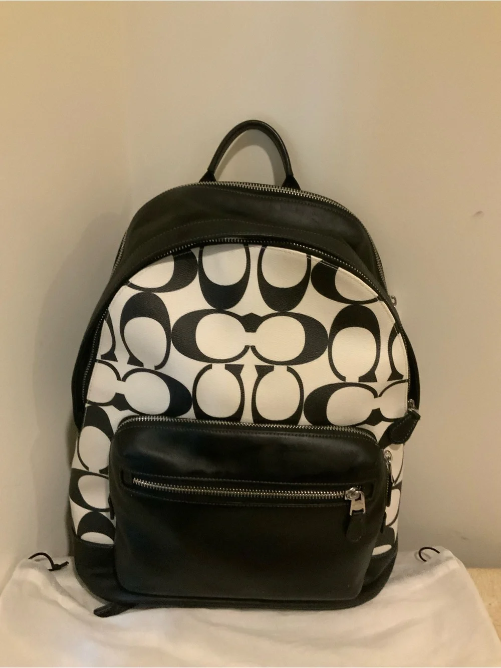 Coach Signature Black and White Backpack bundle